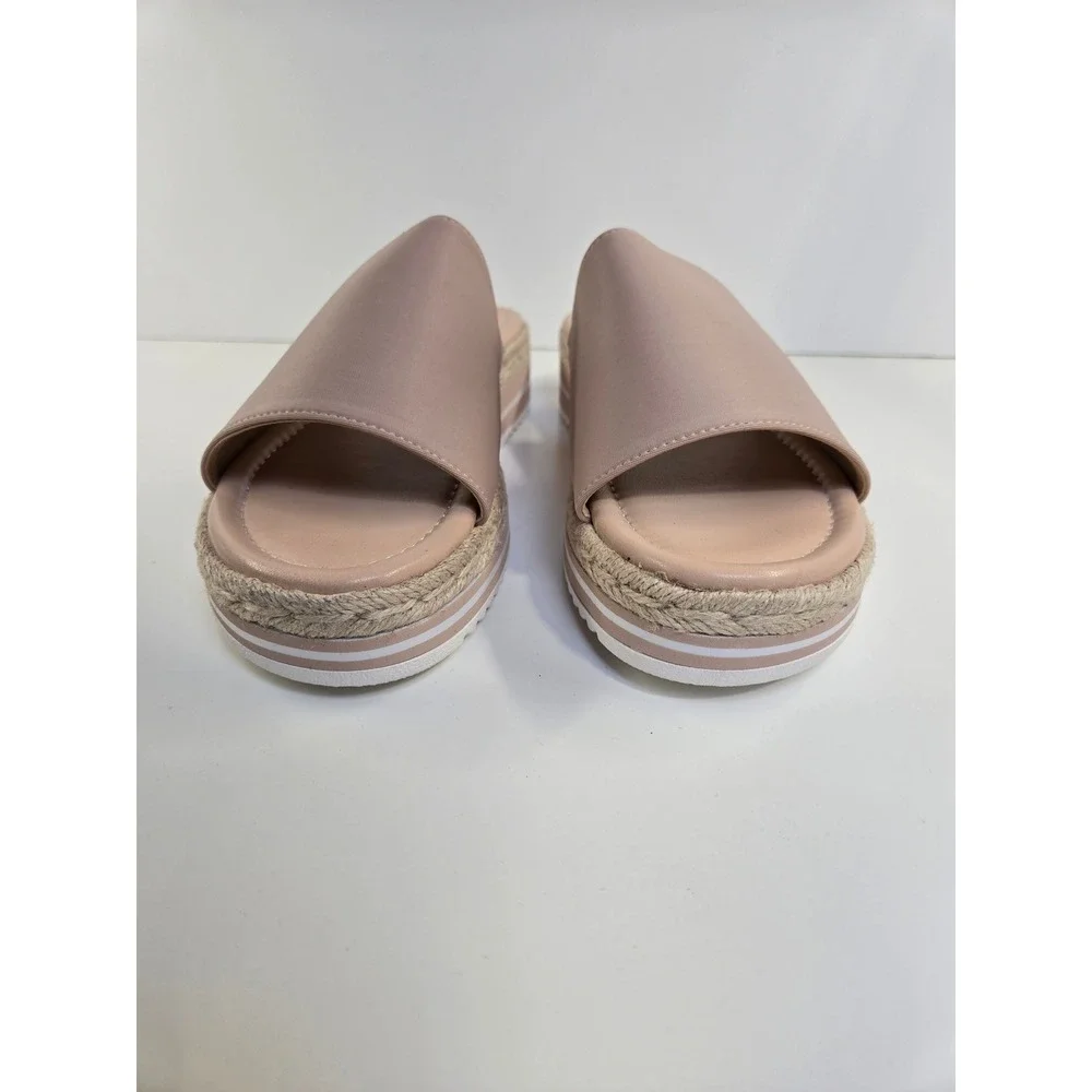 Journee Collection Womens Platform Rosey Slide Sandals Blush Espadrille Jute 7.5